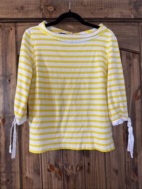 Talbots Yellow and White Striped Tee